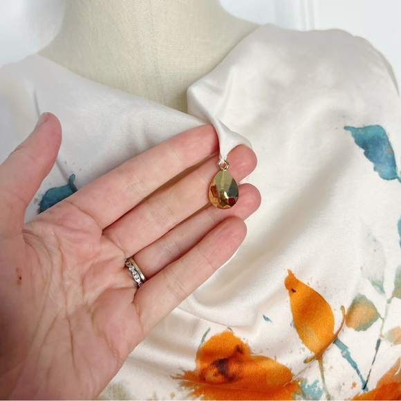 ST.JOHN COLLECTION Silk Dress cream orange poppies silk sleeveless Size 8 - Picture 3 of 10